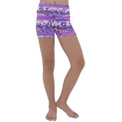 Abstract Pastel Pink Blue Kids  Lightweight Velour Yoga Shorts by snowwhitegirl