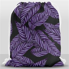 Tropical Leaves Purple Drawstring Bag (large) by snowwhitegirl