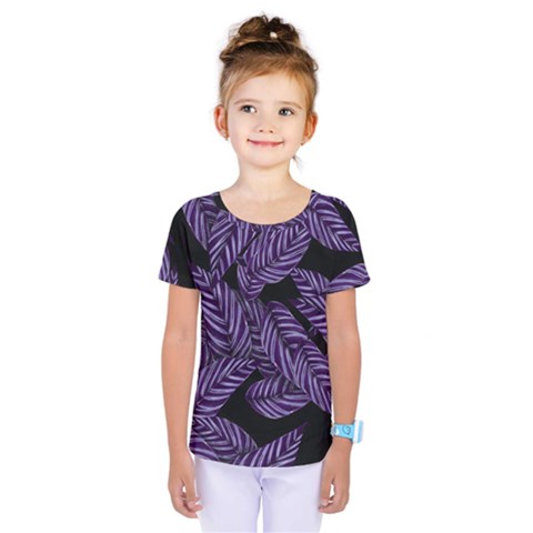 Tropical Leaves Purple Kids  One Piece Tee by snowwhitegirl