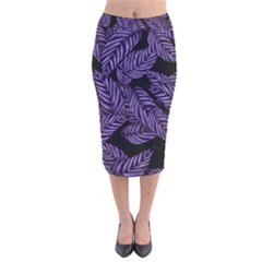 Tropical Leaves Purple Velvet Midi Pencil Skirt by snowwhitegirl