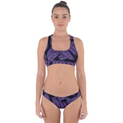 Tropical Leaves Purple Cross Back Hipster Bikini Set by snowwhitegirl