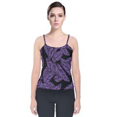 Tropical Leaves Purple Velvet Spaghetti Strap Top by snowwhitegirl