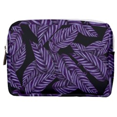 Tropical Leaves Purple Make Up Pouch (medium) by snowwhitegirl