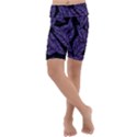 Tropical Leaves Purple Kids  Lightweight Velour Cropped Yoga Leggings View1