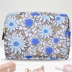 Vintage White Blue Flowers Make Up Pouch (medium) by snowwhitegirl