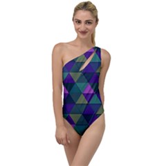 Blue Geometric To One Side Swimsuit by snowwhitegirl