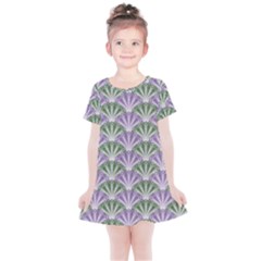 Vintage Scallop Violet Green Pattern Kids  Simple Cotton Dress by snowwhitegirl