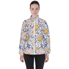 Vintage White Flowers High Neck Windbreaker (women) by snowwhitegirl