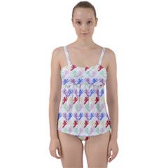 Colorful Cherubs White Twist Front Tankini Set by snowwhitegirl