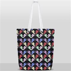 Colorful Cherubs Black Full Print Rope Handle Tote (small) by snowwhitegirl