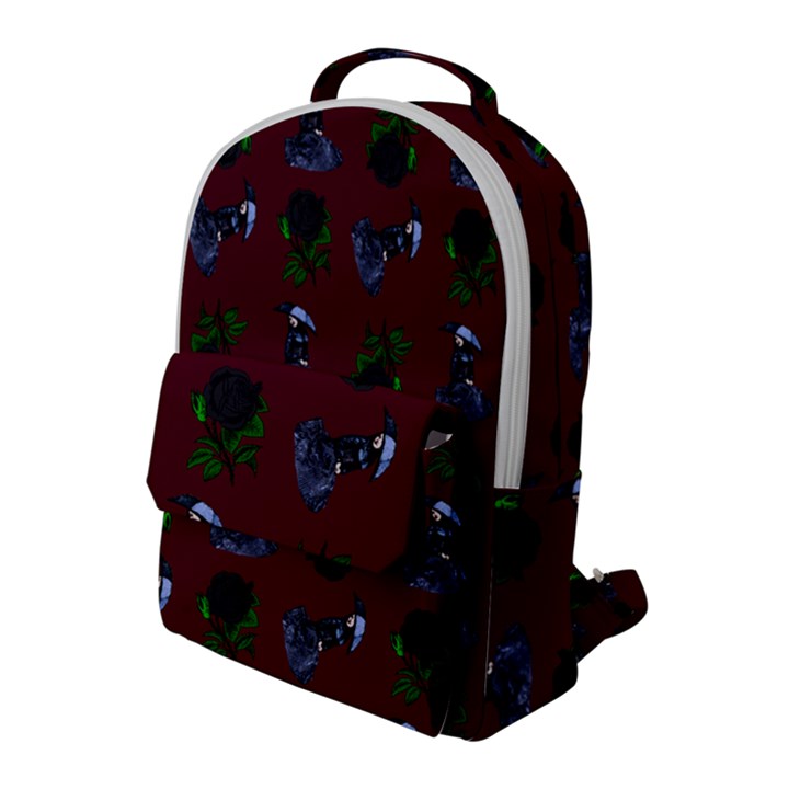 Gothic Girl Rose Red Pattern Flap Pocket Backpack (Large)