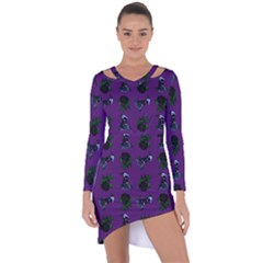 Gothic Girl Rose Purple Pattern Asymmetric Cut-out Shift Dress by snowwhitegirl