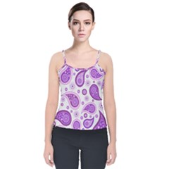 Retro Paisley Purple Velvet Spaghetti Strap Top by snowwhitegirl