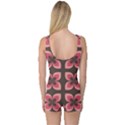 Retro Flower Pink Brown One Piece Boyleg Swimsuit View2