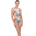 Retro Sailor Eating Cookie Halter Side Cut Swimsuit View1