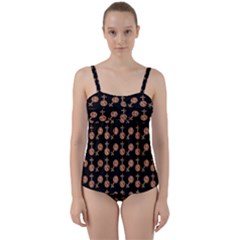 Victorian Crosses Black Twist Front Tankini Set by snowwhitegirl