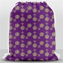 Victorian Crosses Purple Drawstring Bag (large) by snowwhitegirl