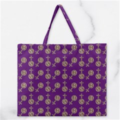 Victorian Crosses Purple Zipper Large Tote Bag by snowwhitegirl