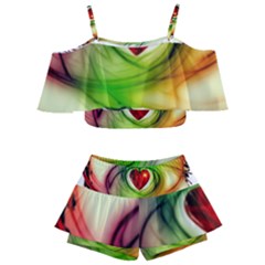 Heart Love Luck Abstract Kids  Off Shoulder Skirt Bikini by Pakrebo