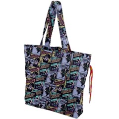 Comic Books Pattern Drawstring Tote Bag by snowwhitegirl