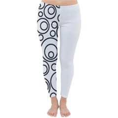 Abstract Black On White Circles Design Classic Winter Leggings by LoolyElzayat