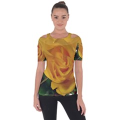 Yellow Rose Shoulder Cut Out Short Sleeve Top by Riverwoman