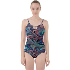 Seamless Abstract Marble Colorful Cut Out Top Tankini Set by Pakrebo