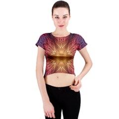 Fractal Abstract Artistic Crew Neck Crop Top by Pakrebo