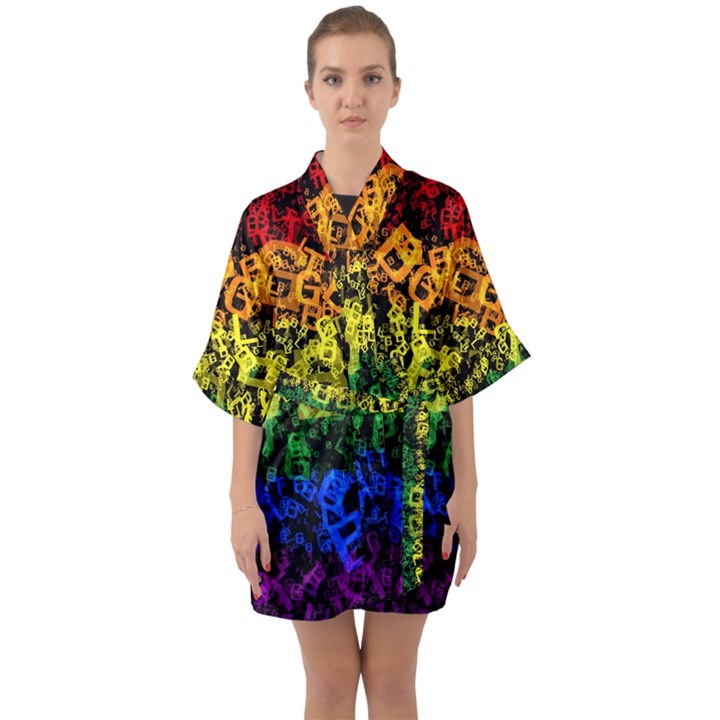 Lgbt Pride Rainbow Gay Lesbian Quarter Sleeve Kimono Robe