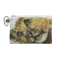 Lion Cub Canvas Cosmetic Bag (medium) by ArtByThree