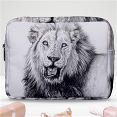 Lion Wildlife Art And Illustration Pencil Make Up Pouch (large) by Sudhe