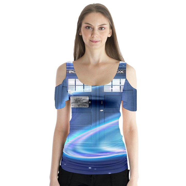 Tardis Space Butterfly Sleeve Cutout Tee 