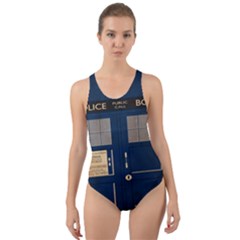 Tardis Poster Cut-out Back One Piece Swimsuit by Sudhe