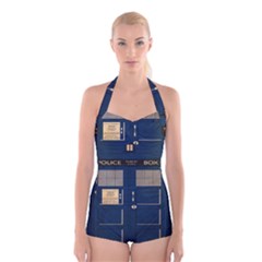 Tardis Poster Boyleg Halter Swimsuit  by Sudhe