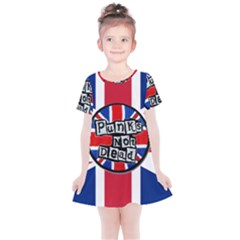 Punk Not Dead Music Rock Uk United Kingdom Flag Kids  Simple Cotton Dress by Sudhe