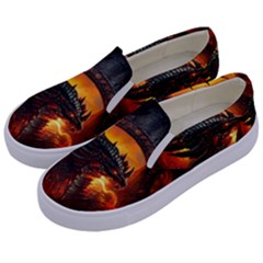 Dragon Legend Art Fire Digital Fantasy Kids  Canvas Slip Ons by Sudhe