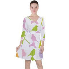 Bird Watching - Colorful Pastel Ruffle Dress by WensdaiAmbrose