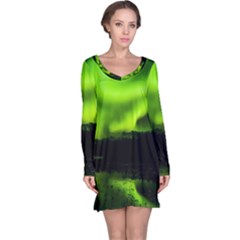 Aurora Borealis Northern Lights Sky Long Sleeve Nightdress by Sudhe