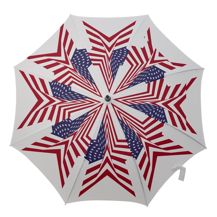 A Star With An American Flag Pattern Hook Handle Umbrellas (Small)