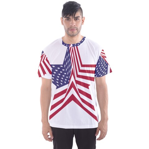 A Star With An American Flag Pattern Men s Sports Mesh Tee by Sudhe