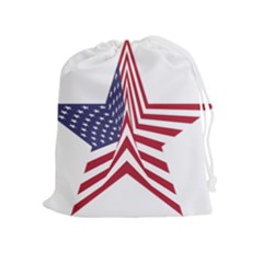 A Star With An American Flag Pattern Drawstring Pouch (xl) by Sudhe