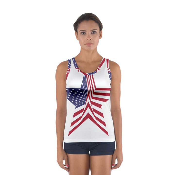 A Star With An American Flag Pattern Sport Tank Top 