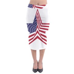 A Star With An American Flag Pattern Midi Pencil Skirt by Sudhe