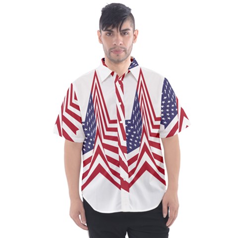 A Star With An American Flag Pattern Men s Short Sleeve Shirt by Sudhe