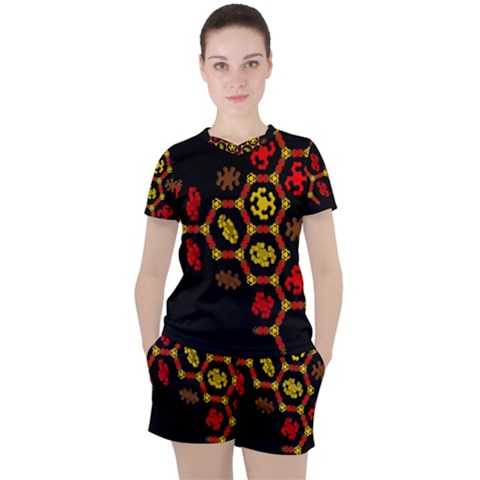 Algorithmic Drawings Women s Tee And Shorts Set by Sudhe