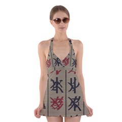 Ancient Chinese Secrets Characters Halter Dress Swimsuit  by Sudhe