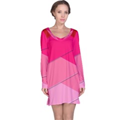 Geometric Shapes Magenta Pink Rose Long Sleeve Nightdress by Sudhe