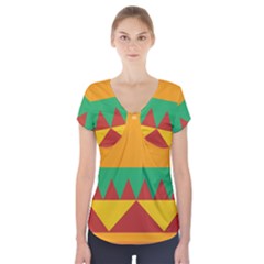 Burger Bread Food Cheese Vegetable Short Sleeve Front Detail Top by Sudhe