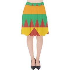 Burger Bread Food Cheese Vegetable Velvet High Waist Skirt by Sudhe