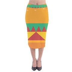 Burger Bread Food Cheese Vegetable Velvet Midi Pencil Skirt by Sudhe